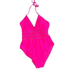 Source Unknown Pink Halter One-Piece Swimsuit